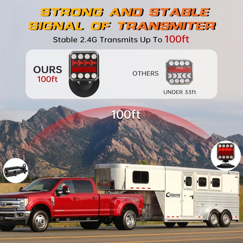 ZUNAICE Wireless Trailer Lights, Rechargeable Magnetic LED Trailer Lights with Reverse Light, Portable Wireless Tow Tail Light Kit for Trucks, Boats, RVs, Campers, IP67 Waterproof - Image 2